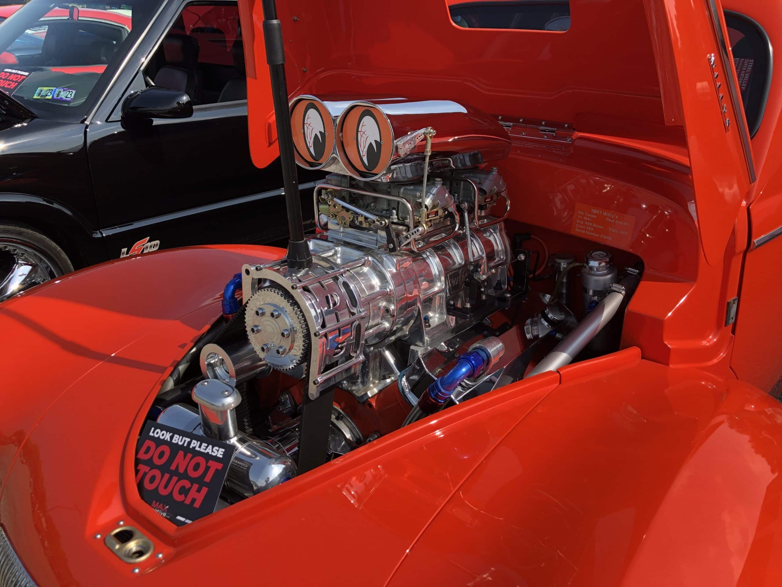 There Are Literally No Limits To The V8’S Potential.  This Chromed And Supercharged Showpiece Appeared At The 2022 Maxmotive Steel City Nationals.  One Of Many Supercharged Cars That Made The Scene That Weekend!
